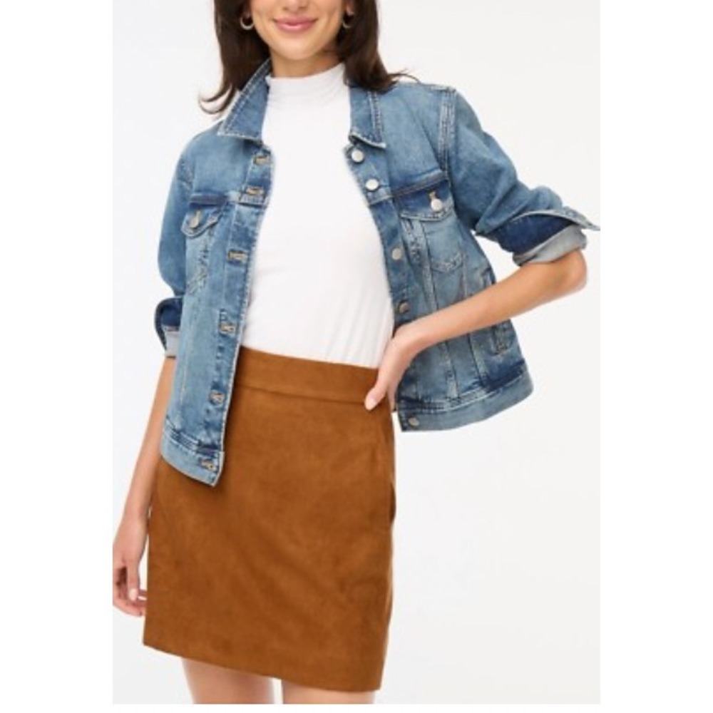 J.Crew Faux Suede Mini Skirt Womens 12 Brown A-Line Preppy Casual